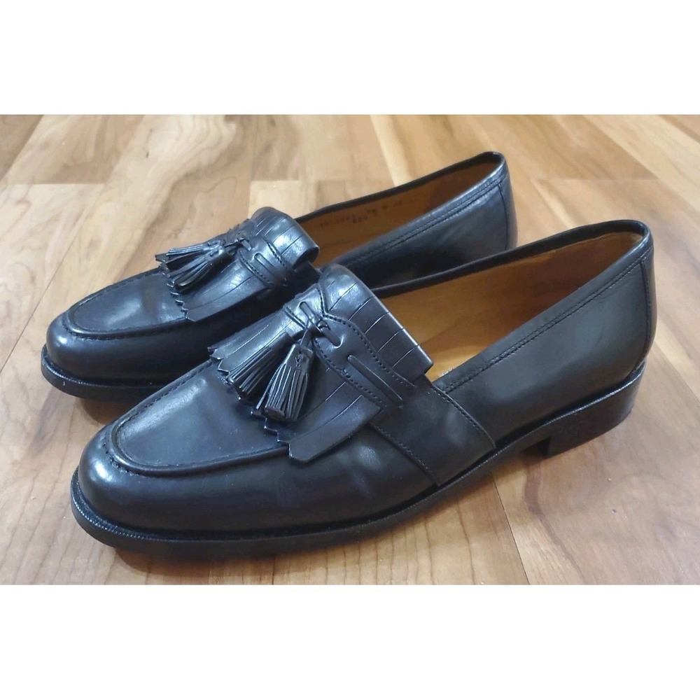 Johnston & Murphy Mens Size 10 Black Leather Tassel Loafers Mens Shoes